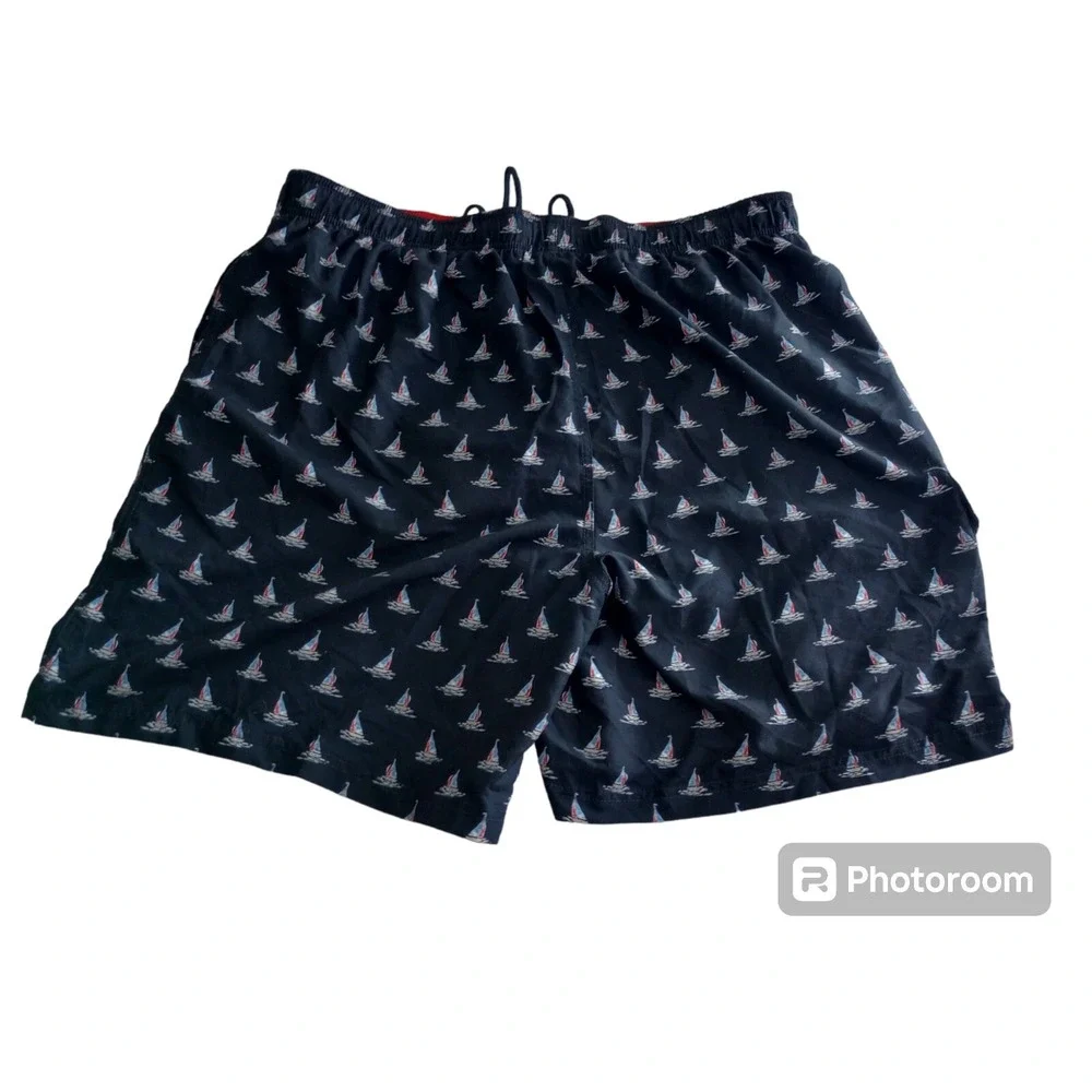 Croft & Barrow Mens  Sail Boat Beach Nautical Blue Swim Shorts Trunks  XXL 2XL